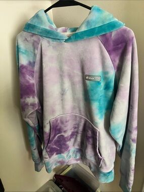 Spark Paws Women's Tie-Dye Hoodie Jacket in Purple & Teal